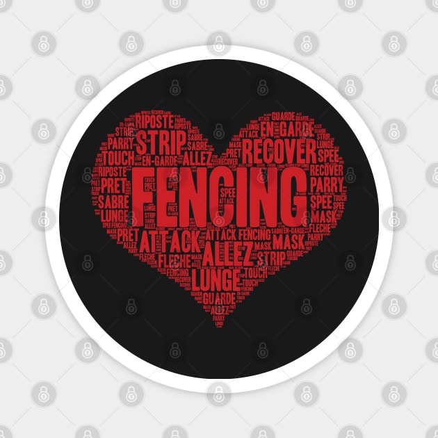 Fencing Heart Saber Epee Fence Gift graphic Magnet by theodoros20